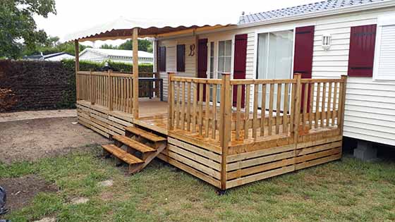 Gaillot et Fils fabricant français de Terrasses bois 4m50 | 6m | 7m50 | 9m et sur mesure pour mobil-homes